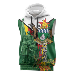 Personalized Zimbabwe Heroes' Day Sleeveless Hoodie Nyika yeZimbabwe Monument - Coat Of Arms - African Pride