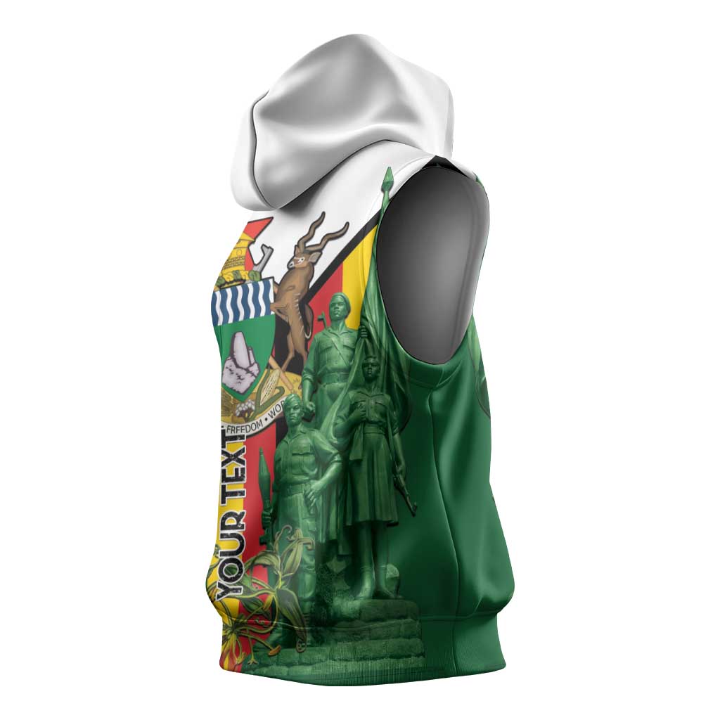 Personalized Zimbabwe Heroes' Day Sleeveless Hoodie Nyika yeZimbabwe Monument - Coat Of Arms - African Pride