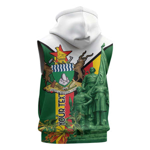 Personalized Zimbabwe Heroes' Day Sleeveless Zip Hoodie Nyika yeZimbabwe Monument - Coat Of Arms - African Pride