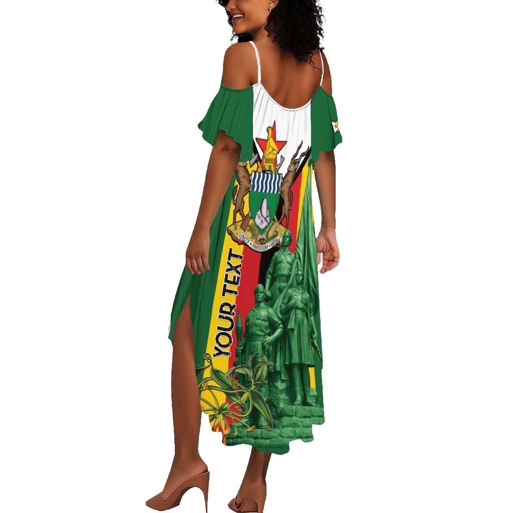 Personalized Zimbabwe Heroes' Day Summer Maxi Dress Nyika yeZimbabwe Monument - Coat Of Arms - African Pride