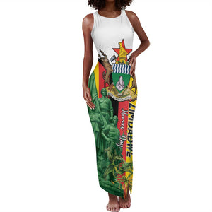 Personalized Zimbabwe Heroes' Day Tank Maxi Dress Nyika yeZimbabwe Monument - Coat Of Arms - African Pride
