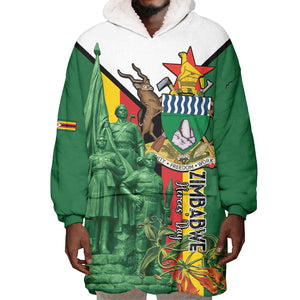 Personalized Zimbabwe Heroes' Day Wearable Blanket Hoodie Nyika yeZimbabwe Monument - Coat Of Arms - African Pride