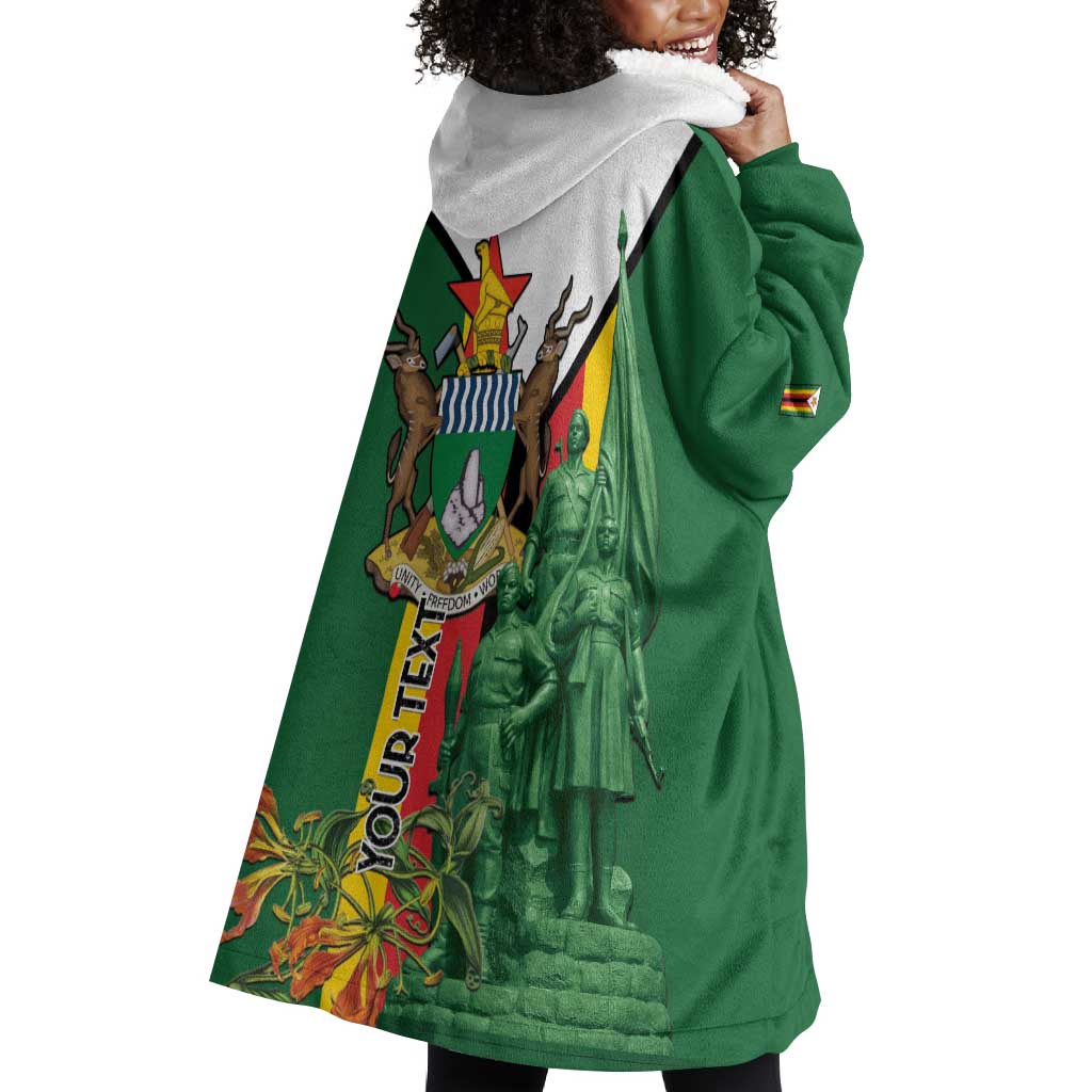 Personalized Zimbabwe Heroes' Day Wearable Blanket Hoodie Nyika yeZimbabwe Monument - Coat Of Arms - African Pride