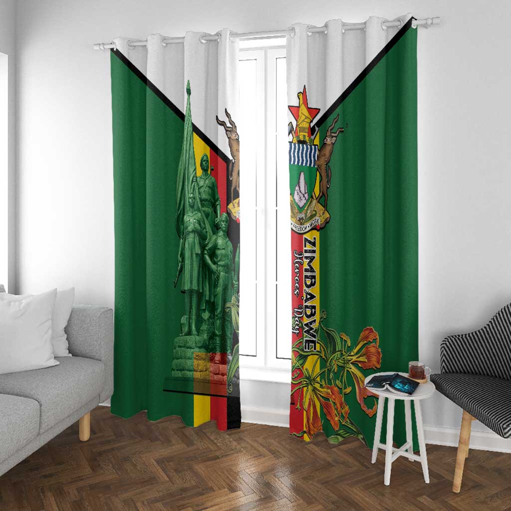 Zimbabwe Heroes' Day Window Curtain Nyika yeZimbabwe Monument - Coat Of Arms - African Pride
