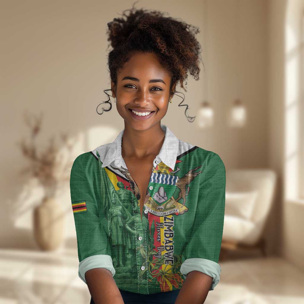 Personalized Zimbabwe Heroes' Day Women Casual Shirt Nyika yeZimbabwe Monument - Coat Of Arms - African Pride