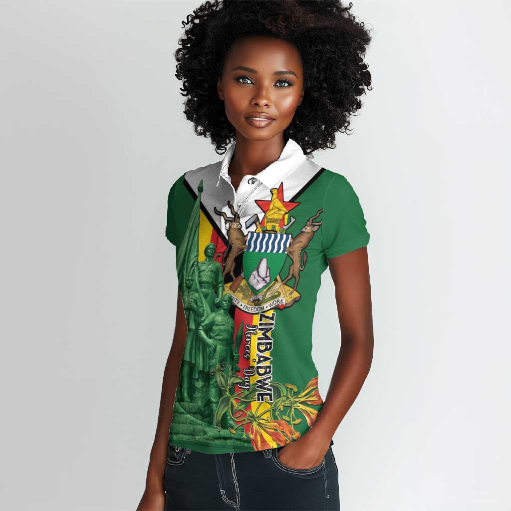 Personalized Zimbabwe Heroes' Day Women Polo Shirt Nyika yeZimbabwe Monument - Coat Of Arms - African Pride