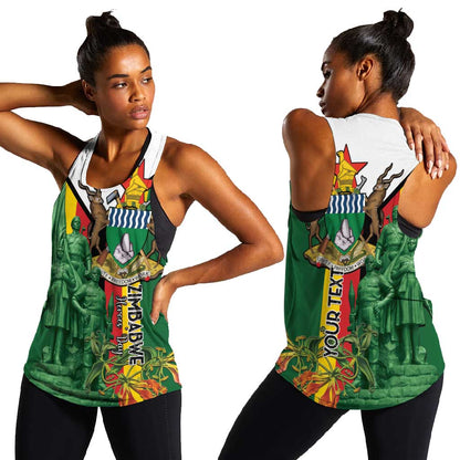 Personalized Zimbabwe Heroes' Day Women Racerback Tank Nyika yeZimbabwe Monument - Coat Of Arms - African Pride