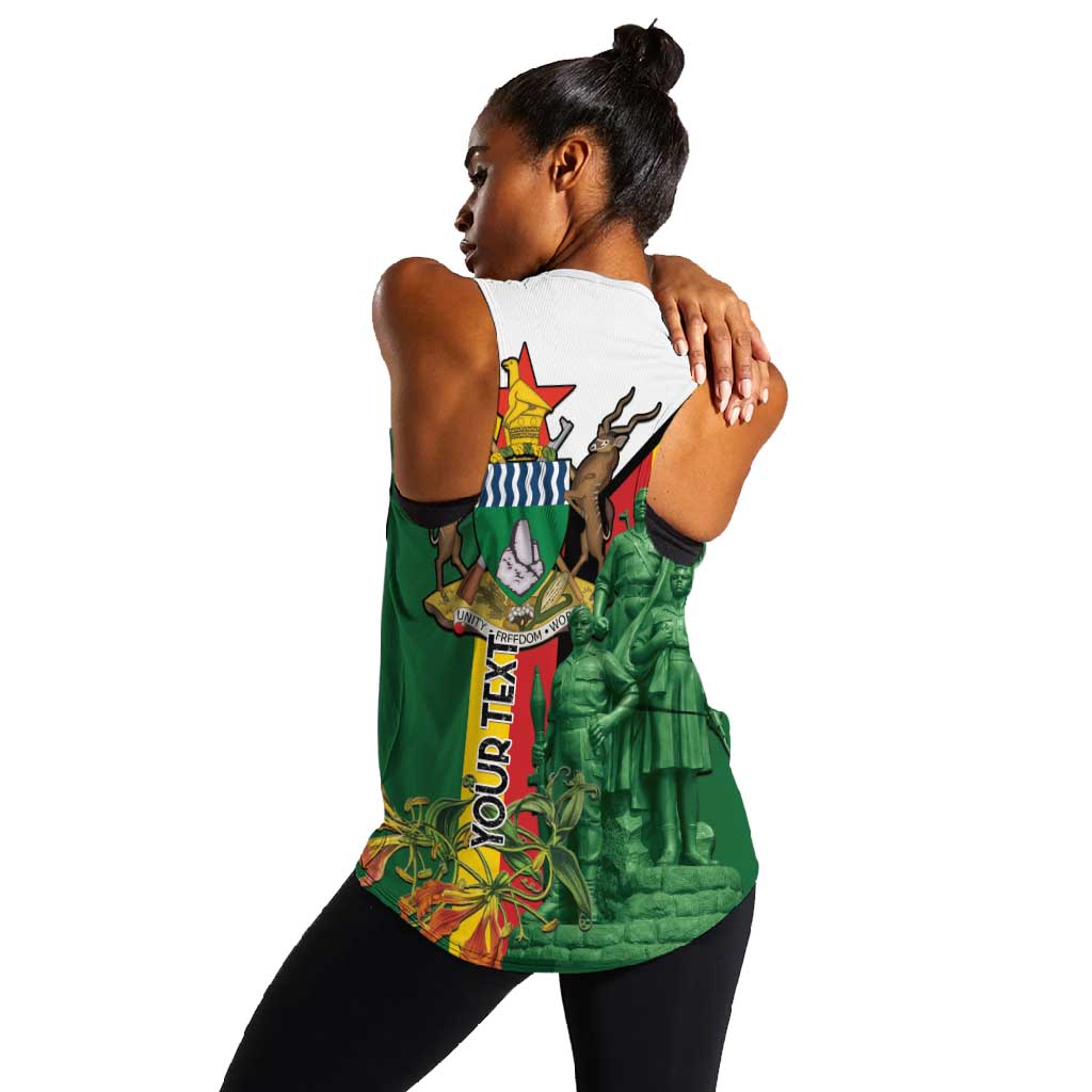 Personalized Zimbabwe Heroes' Day Women Racerback Tank Nyika yeZimbabwe Monument - Coat Of Arms - African Pride