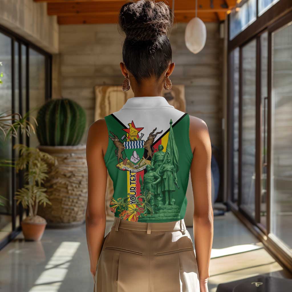 Personalized Zimbabwe Heroes' Day Women Sleeveless Polo Shirt Nyika yeZimbabwe Monument - Coat Of Arms - African Pride