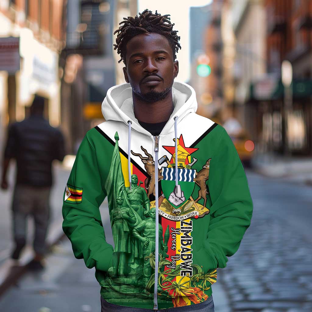 Personalized Zimbabwe Heroes' Day Zip Hoodie Nyika yeZimbabwe Monument - Coat Of Arms - African Pride
