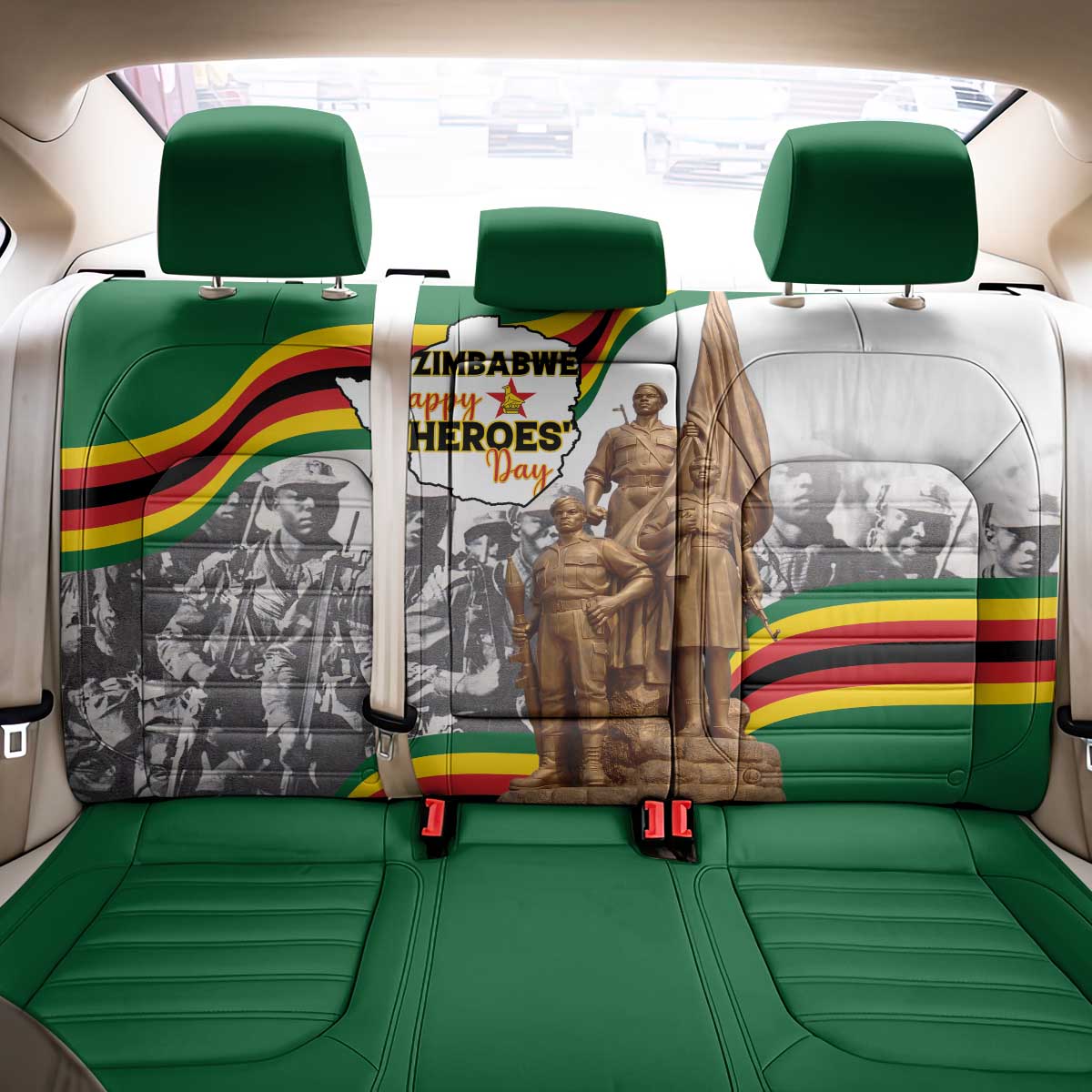 Happy Heroes Day Zimbabwe Back Car Seat Cover Unity Freedom Work - African Pride