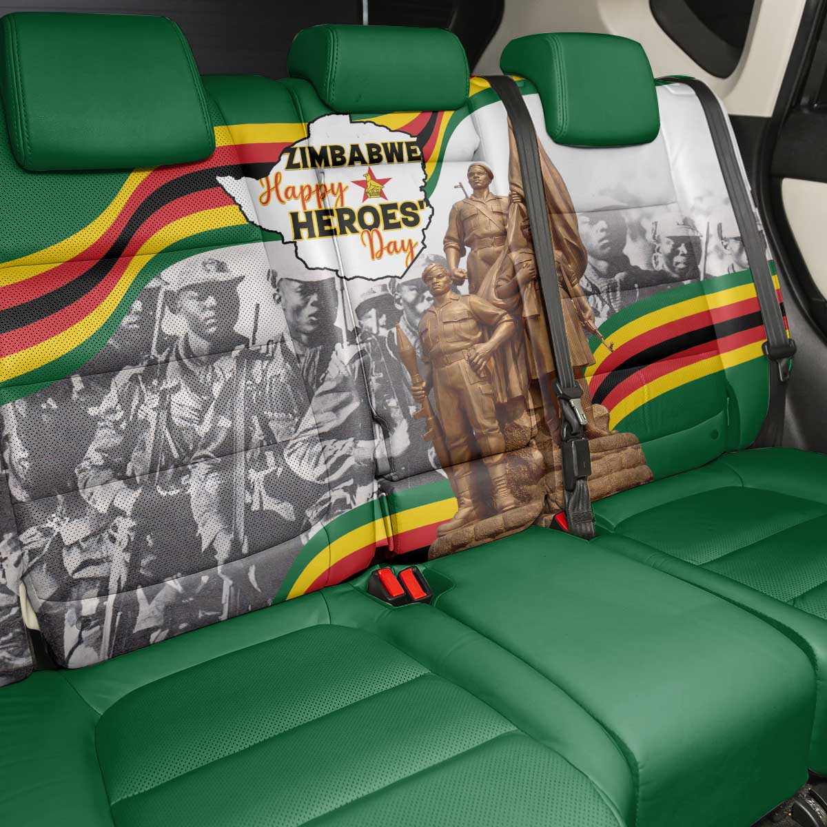 Happy Heroes Day Zimbabwe Back Car Seat Cover Unity Freedom Work - African Pride