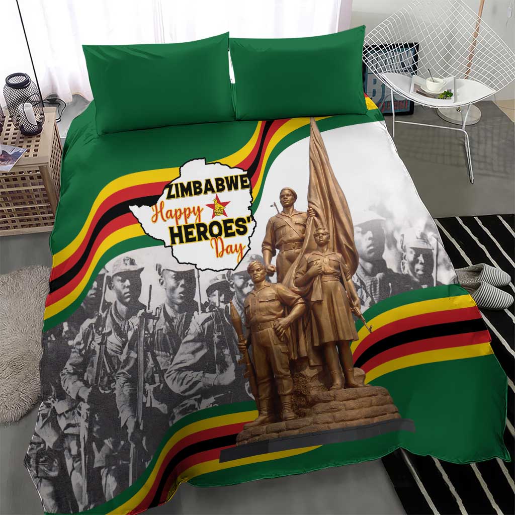 Happy Heroes Day Zimbabwe Bedding Set Unity Freedom Work - African Pride