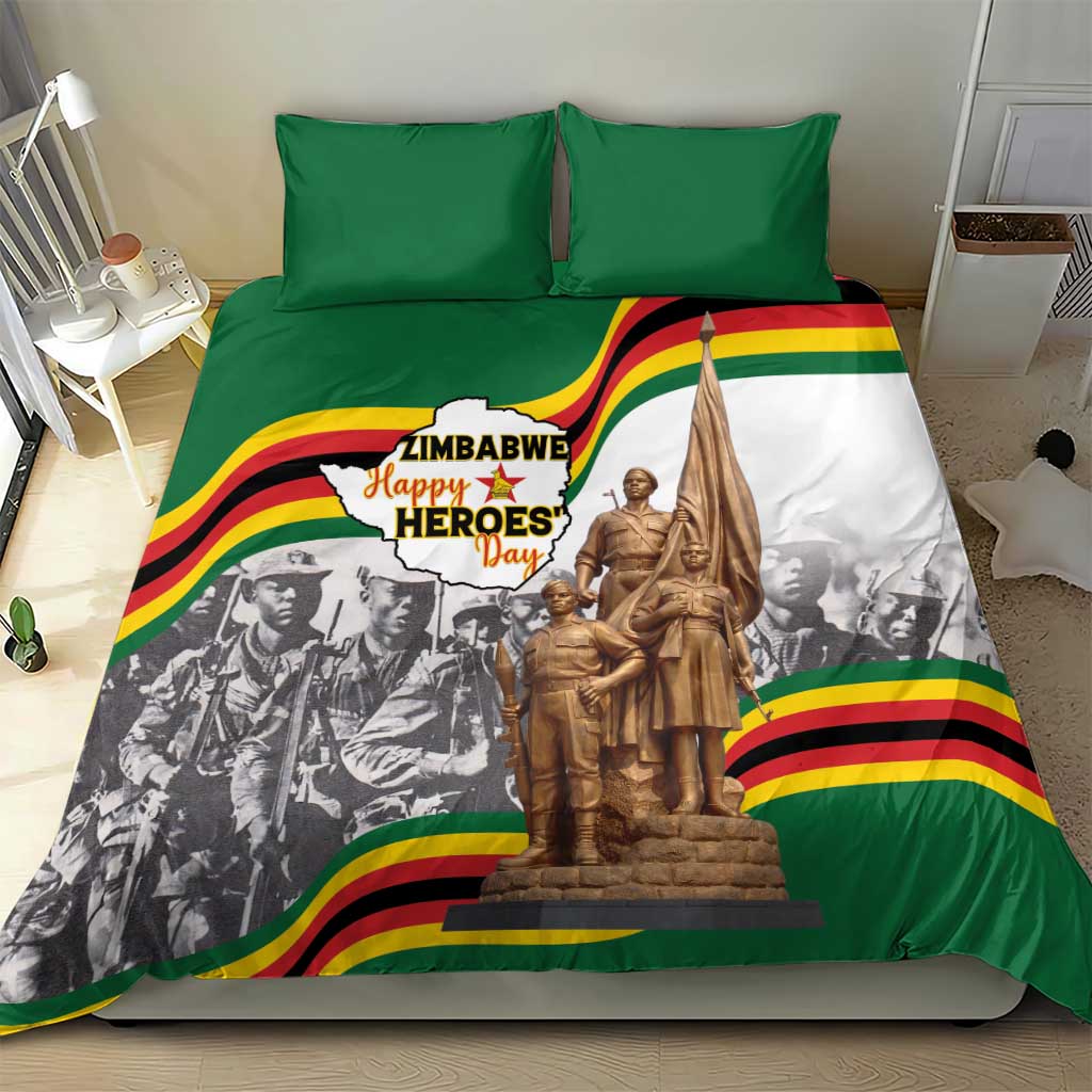 Happy Heroes Day Zimbabwe Bedding Set Unity Freedom Work - African Pride