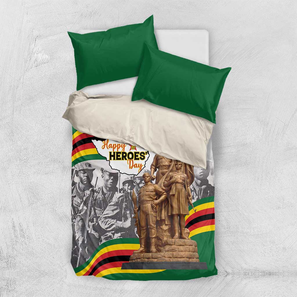 Happy Heroes Day Zimbabwe Bedding Set Unity Freedom Work - African Pride