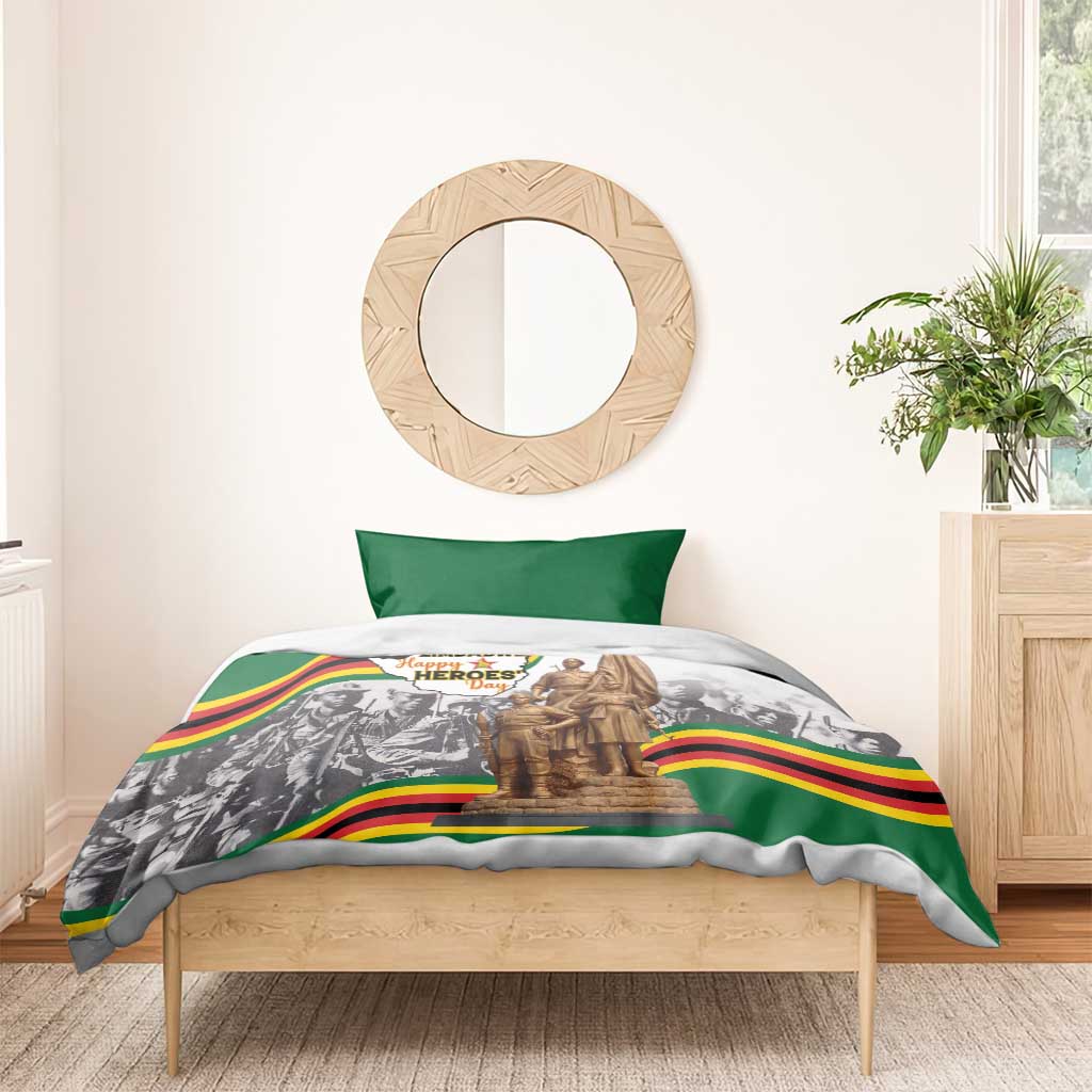 Happy Heroes Day Zimbabwe Bedding Set Unity Freedom Work - African Pride