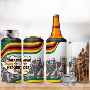 Happy Heroes Day Zimbabwe 4 in 1 Can Cooler Tumbler Unity Freedom Work - African Pride
