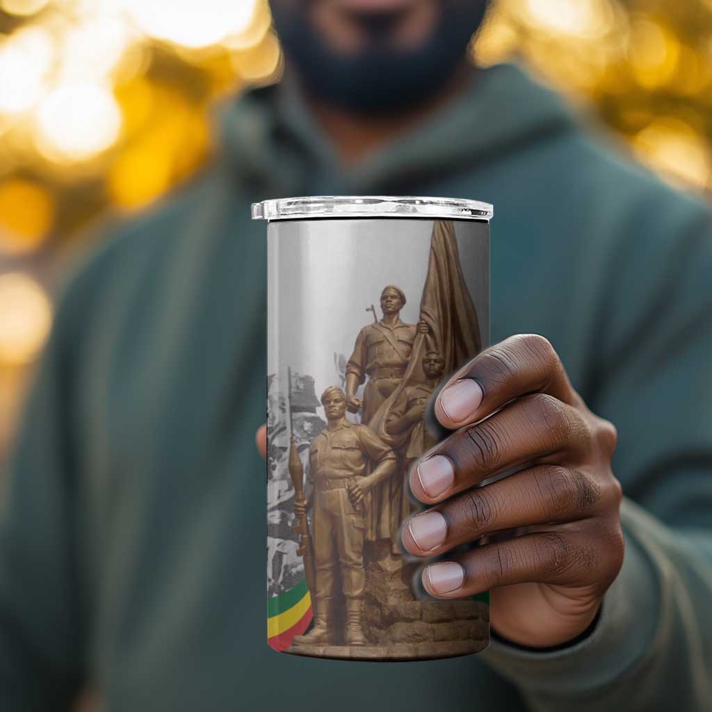 Happy Heroes Day Zimbabwe 4 in 1 Can Cooler Tumbler Unity Freedom Work - African Pride