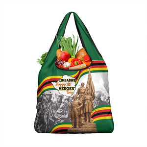 Happy Heroes Day Zimbabwe Grocery Bag Unity Freedom Work - African Pride