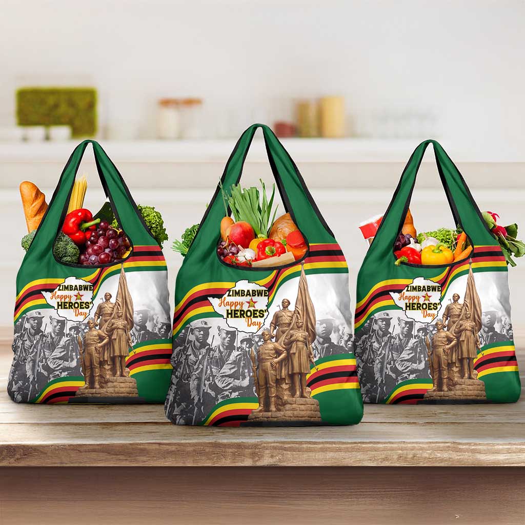 Happy Heroes Day Zimbabwe Grocery Bag Unity Freedom Work - African Pride