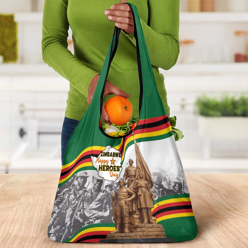 Happy Heroes Day Zimbabwe Grocery Bag Unity Freedom Work - African Pride