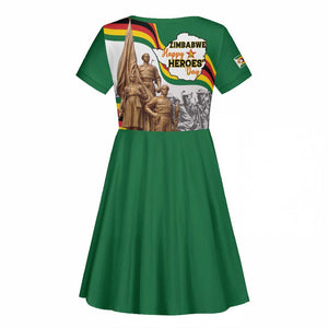 Happy Heroes Day Zimbabwe Kid Short Sleeve Dress Unity Freedom Work - African Pride