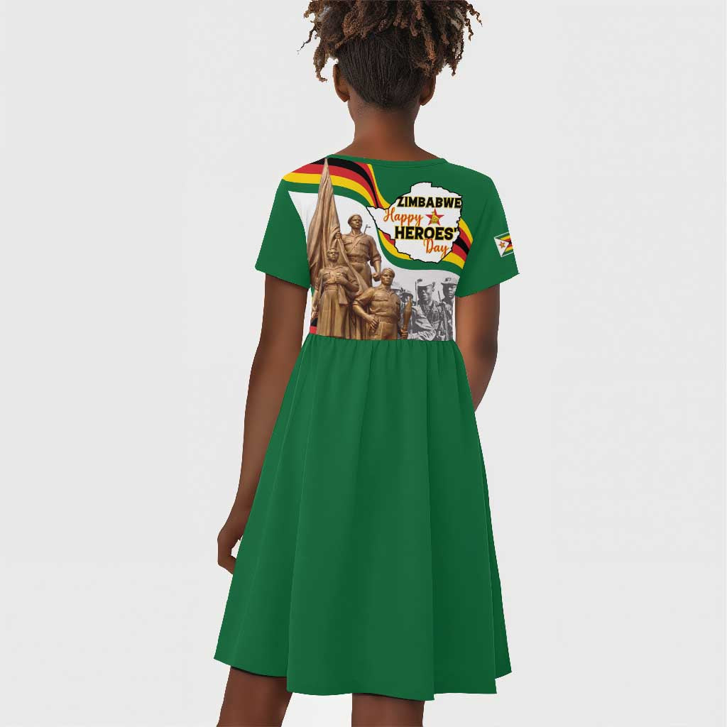 Happy Heroes Day Zimbabwe Kid Short Sleeve Dress Unity Freedom Work - African Pride