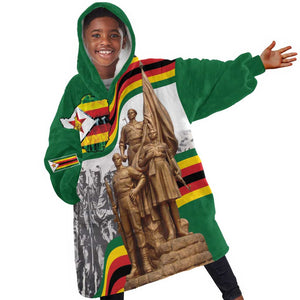 Happy Heroes Day Zimbabwe Kid Wearable Blanket Hoodie Unity Freedom Work - African Pride