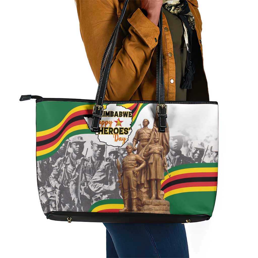 Happy Heroes Day Zimbabwe Leather Tote Bag Unity Freedom Work - African Pride
