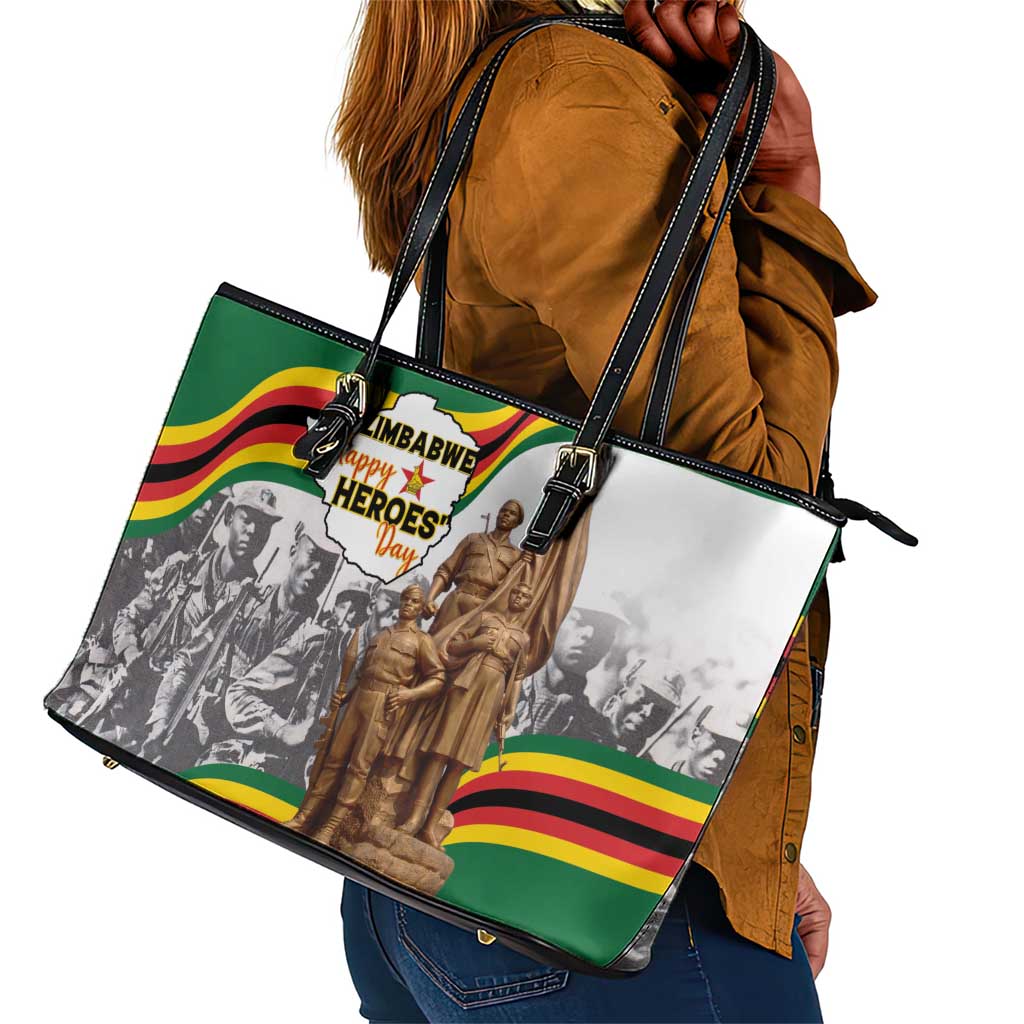 Happy Heroes Day Zimbabwe Leather Tote Bag Unity Freedom Work - African Pride