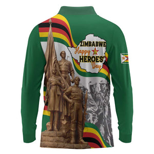 Happy Heroes Day Zimbabwe Long Sleeve Polo Shirt Unity Freedom Work - African Pride