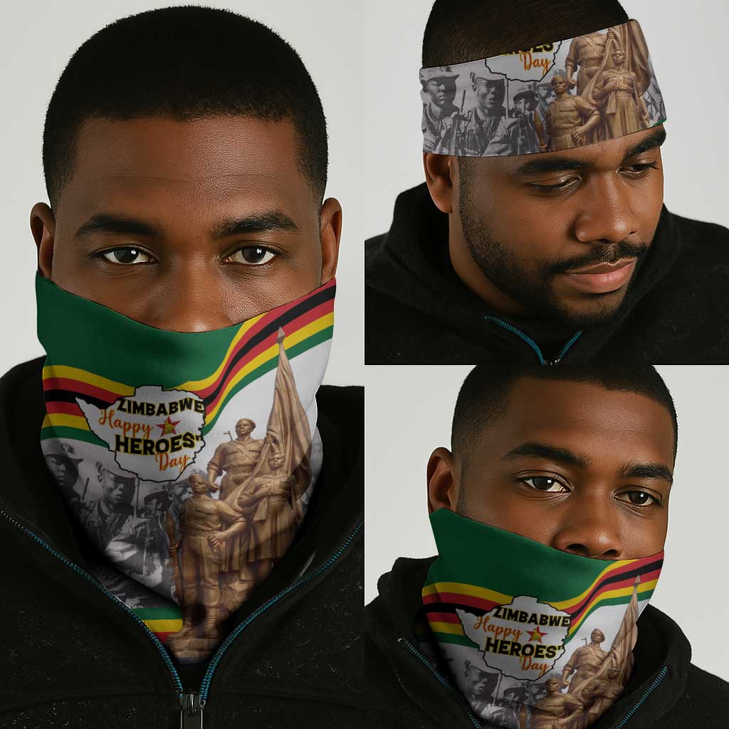 Happy Heroes Day Zimbabwe Neck Gaiter Unity Freedom Work LT15