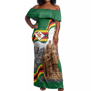 Happy Heroes Day Zimbabwe Off Shoulder Maxi Dress Unity Freedom Work - African Pride