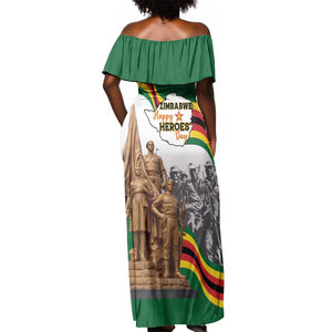 Happy Heroes Day Zimbabwe Off Shoulder Maxi Dress Unity Freedom Work - African Pride