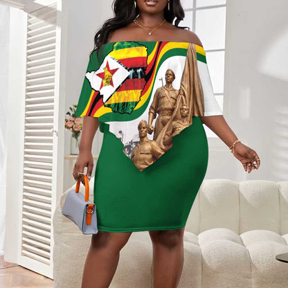 Happy Heroes Day Zimbabwe Off Shoulder Short Dress Unity Freedom Work - African Pride