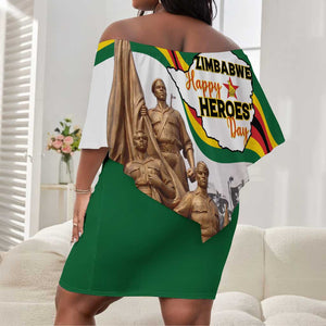 Happy Heroes Day Zimbabwe Off Shoulder Short Dress Unity Freedom Work - African Pride