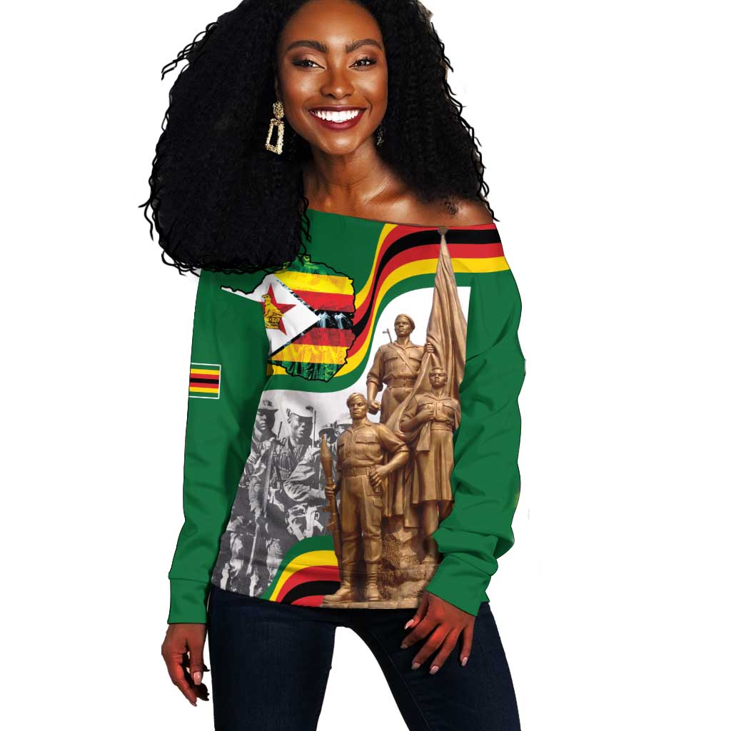 Happy Heroes Day Zimbabwe Off Shoulder Sweater Unity Freedom Work - African Pride