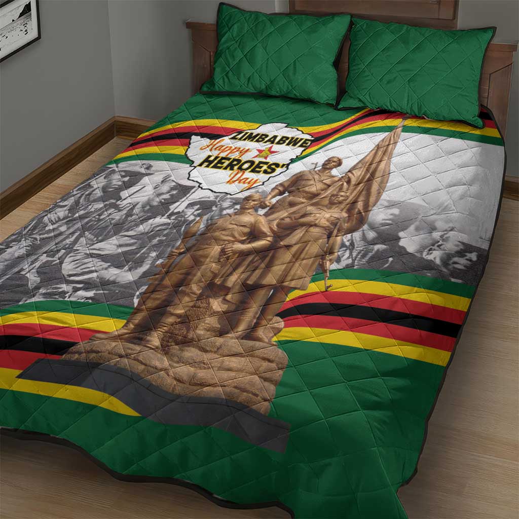 Happy Heroes Day Zimbabwe Quilt Bed Set Unity Freedom Work - African Pride