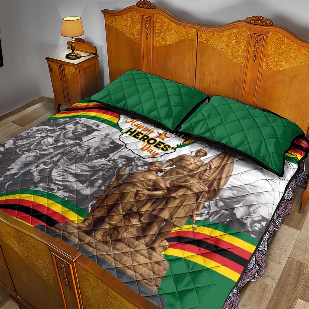 Happy Heroes Day Zimbabwe Quilt Bed Set Unity Freedom Work - African Pride