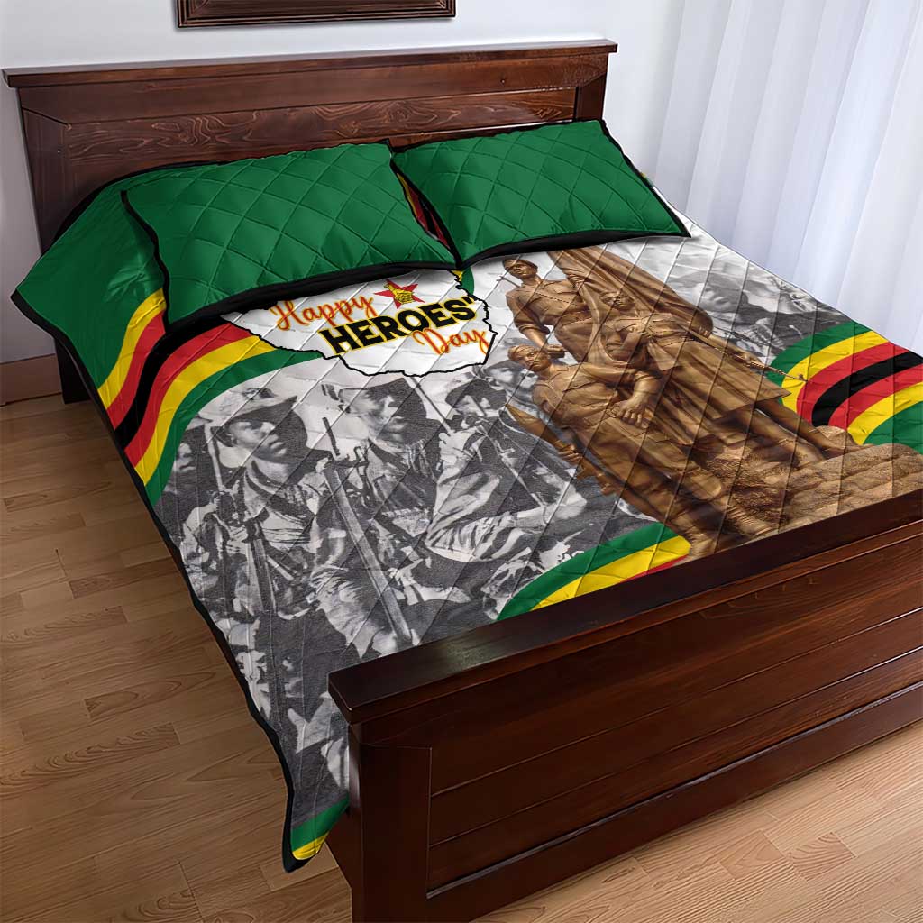 Happy Heroes Day Zimbabwe Quilt Bed Set Unity Freedom Work - African Pride