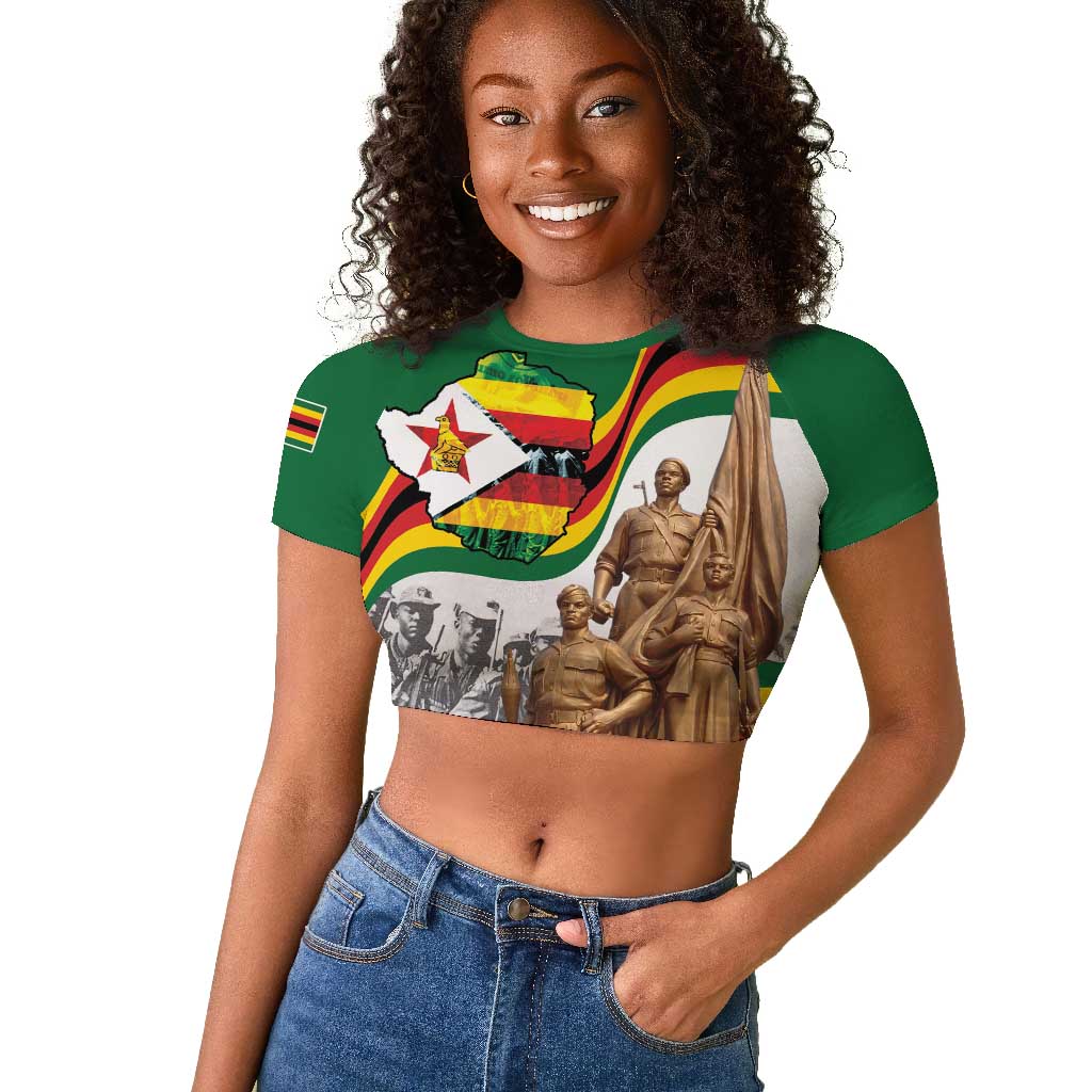Happy Heroes Day Zimbabwe Raglan Cropped T shirt Unity Freedom Work - African Pride