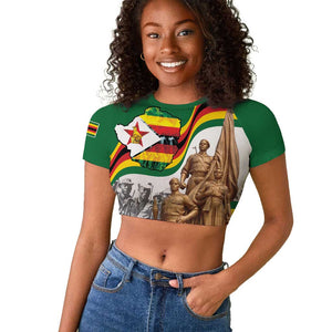 Happy Heroes Day Zimbabwe Raglan Cropped T shirt Unity Freedom Work - African Pride