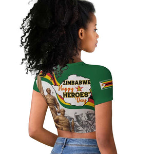 Happy Heroes Day Zimbabwe Raglan Cropped T shirt Unity Freedom Work - African Pride