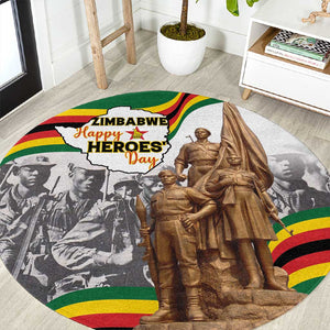 Happy Heroes Day Zimbabwe Round Carpet Unity Freedom Work - African Pride