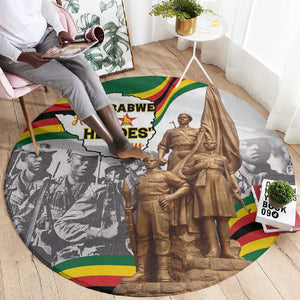 Happy Heroes Day Zimbabwe Round Carpet Unity Freedom Work - African Pride