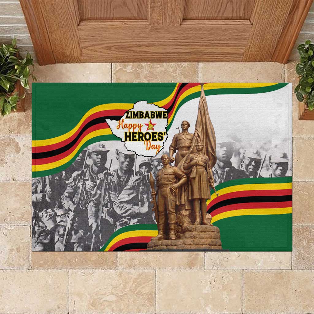 Happy Heroes Day Zimbabwe Rubber Doormat Unity Freedom Work - African Pride