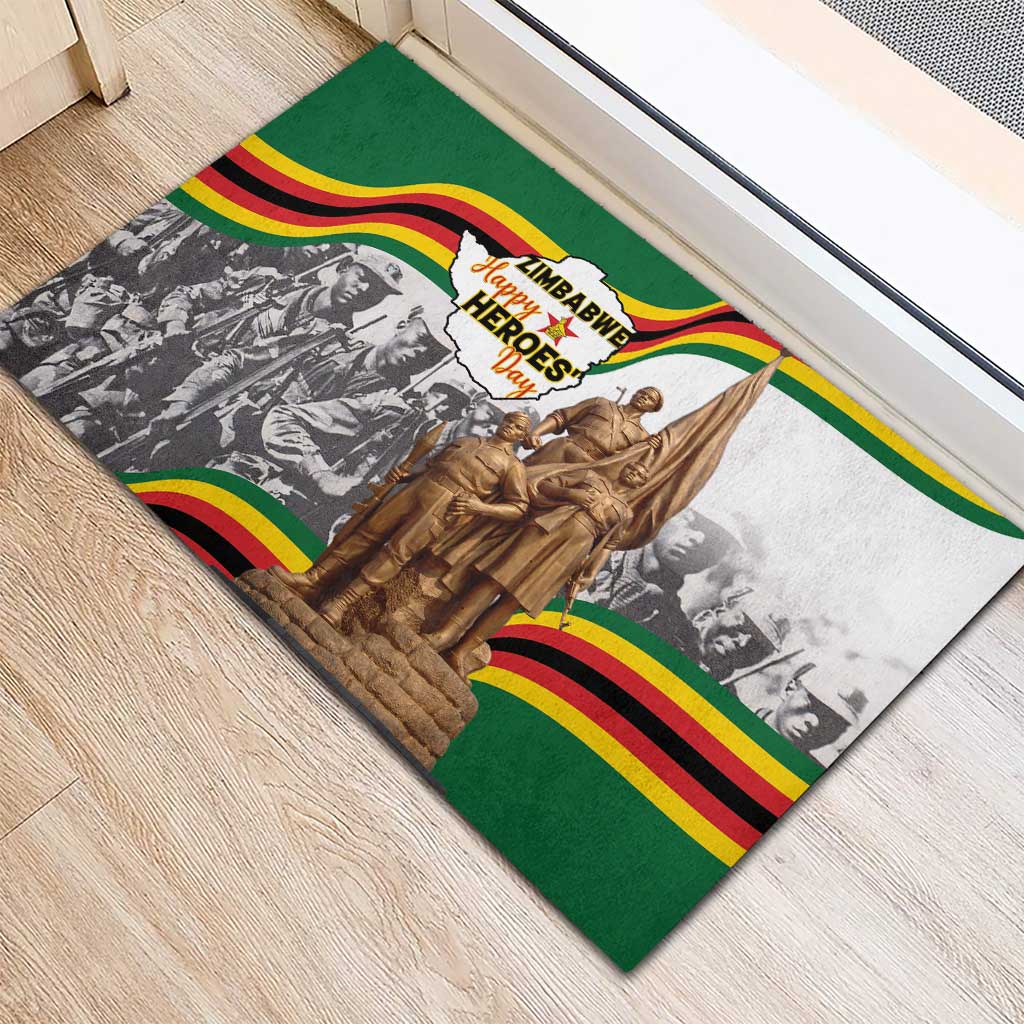 Happy Heroes Day Zimbabwe Rubber Doormat Unity Freedom Work - African Pride