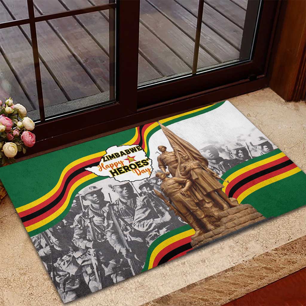 Happy Heroes Day Zimbabwe Rubber Doormat Unity Freedom Work - African Pride