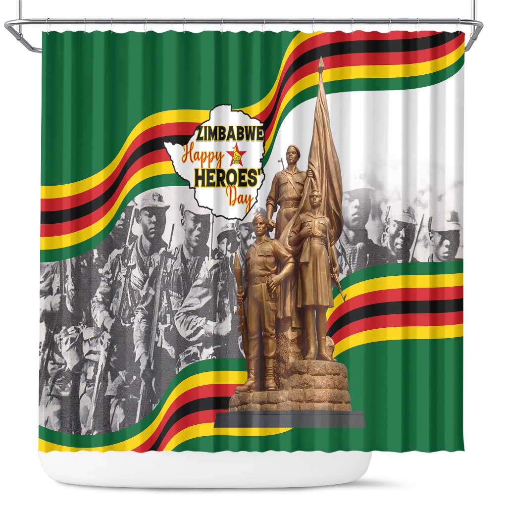 Happy Heroes Day Zimbabwe Shower Curtain Unity Freedom Work - African Pride