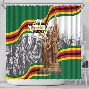 Happy Heroes Day Zimbabwe Shower Curtain Unity Freedom Work - African Pride